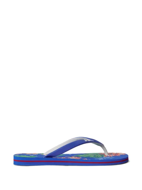 Polo Ralph Lauren floral-print logo-strap flip flops