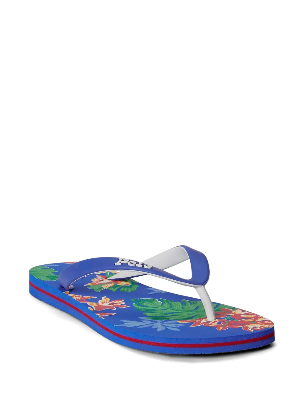 Polo Ralph Lauren floral-print logo-strap flip flops Blauw