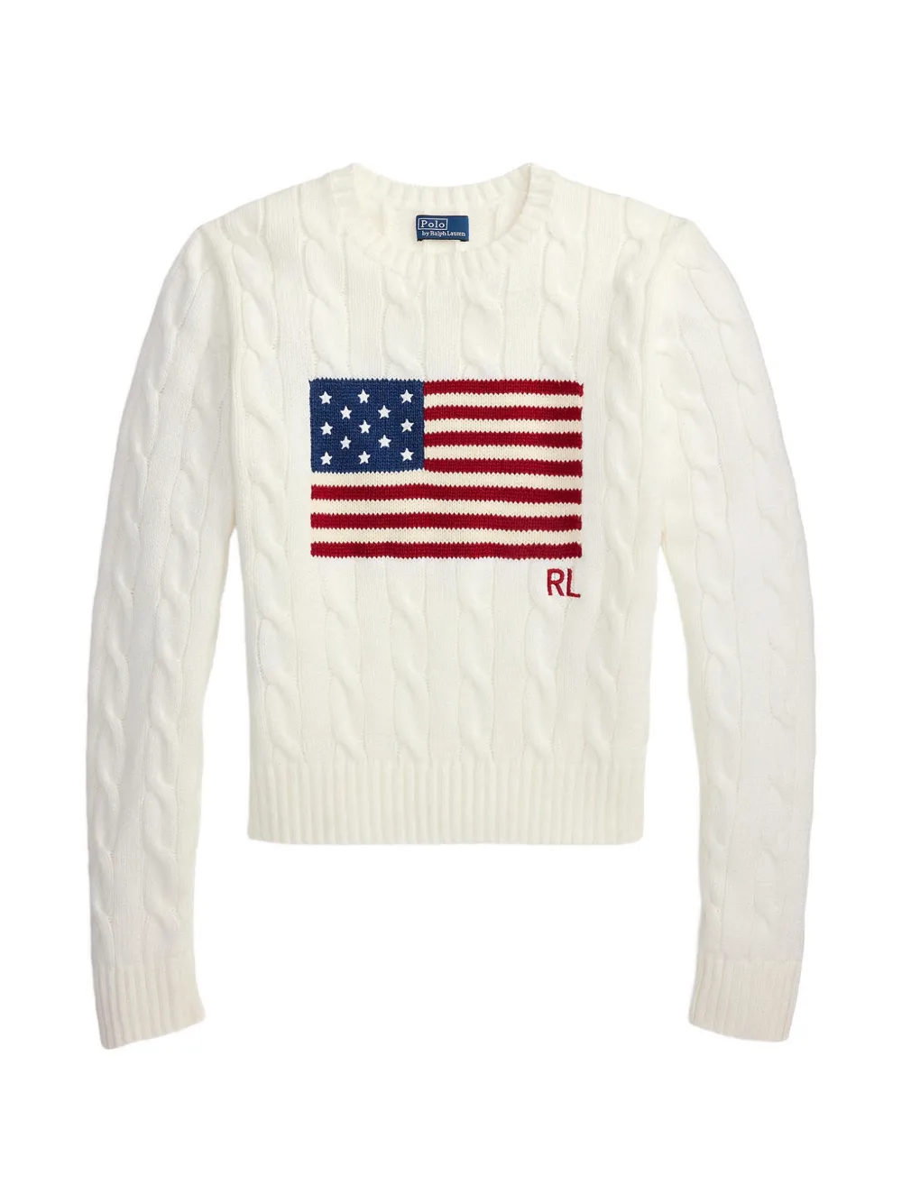 Polo Ralph Lauren cable-knit flag sweater - White