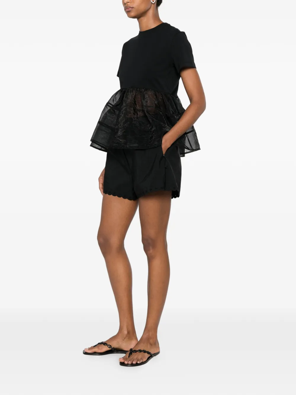 Cecilie Bahnsen Shorts met gewelfde afwerking en bloemenprint Zwart