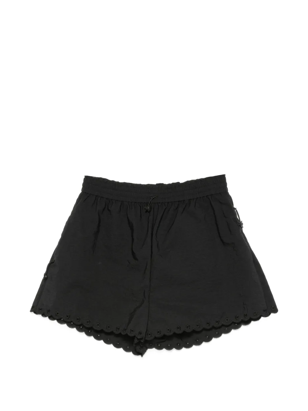 Cecilie Bahnsen scalloped-edge floral-embellished shorts - Nero