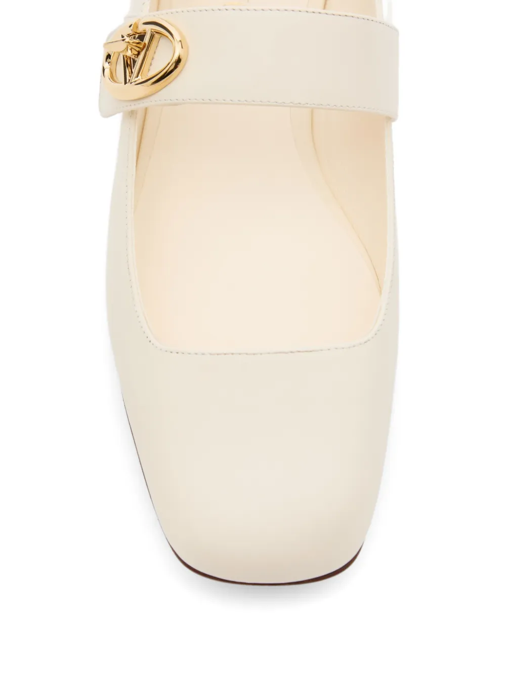 Valentino Garavani Mary-Jane VLogo Locker kalfsleren ballerina's Beige