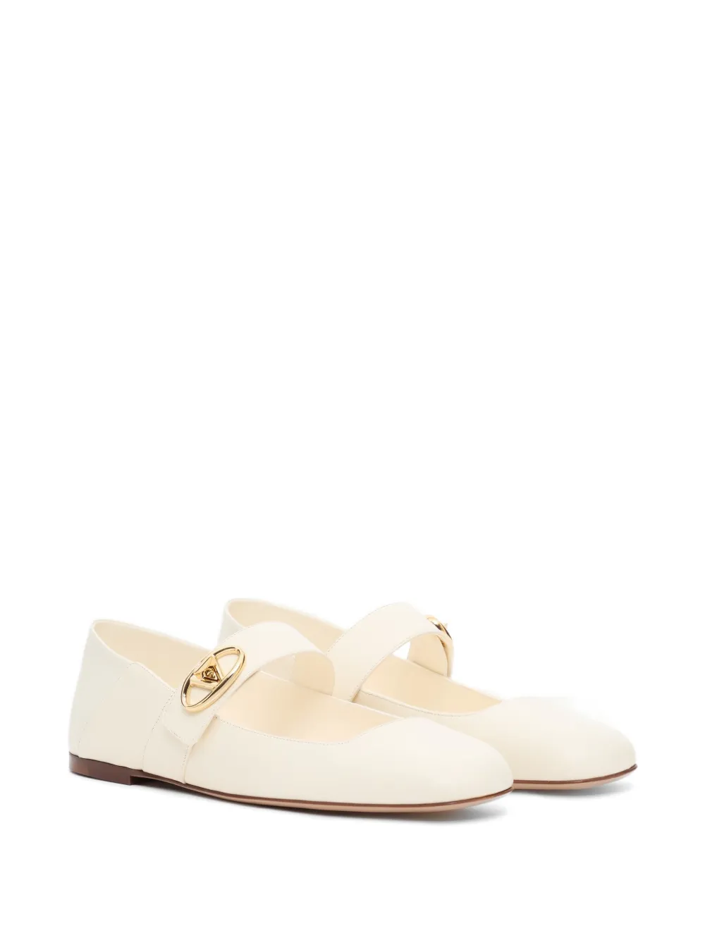Valentino Garavani Mary-Jane VLogo Locker kalfsleren ballerina's Beige