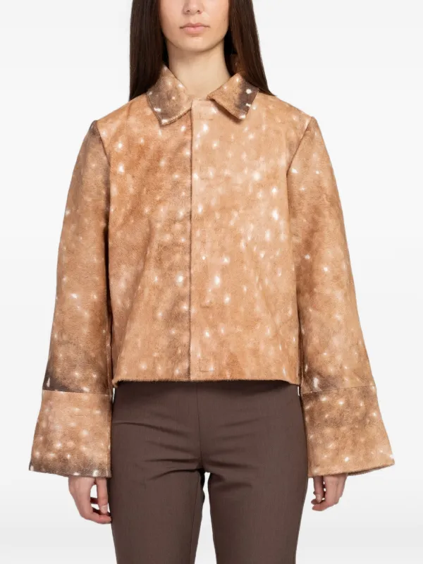 St. Agni Fawn-print Single-breasted Jacket in Brown