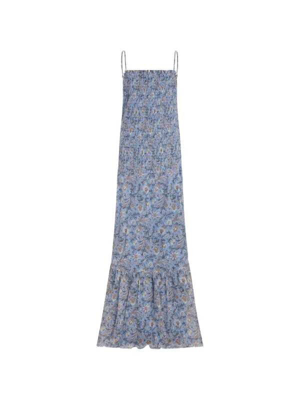 Veronica Beard Clem Smocked Dress in Blue