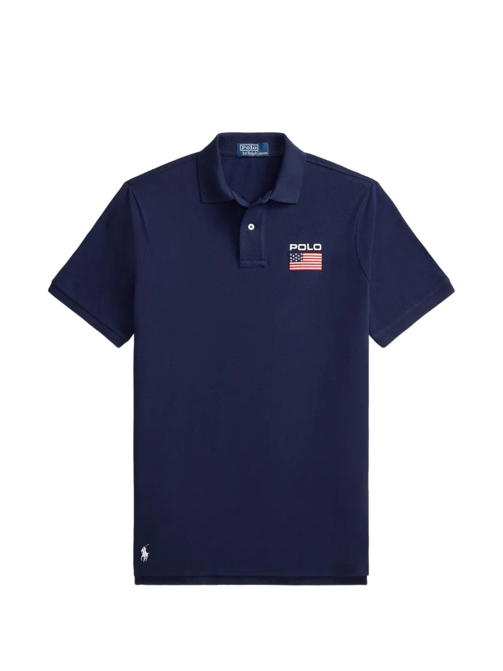 Polo Ralph Lauren flag-patch piqué polo shirt - Blau