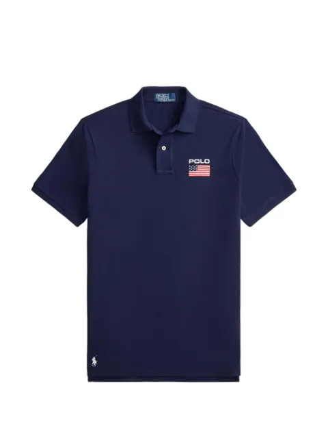 Polo Ralph Lauren flag-patch piqué polo shirt