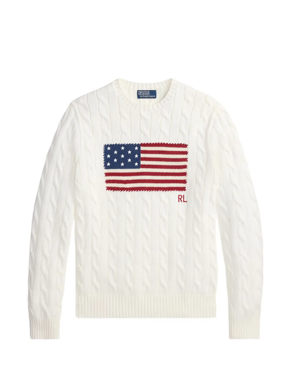 Polo Ralph Lauren cable-knit flag-motif sweater - Weiß