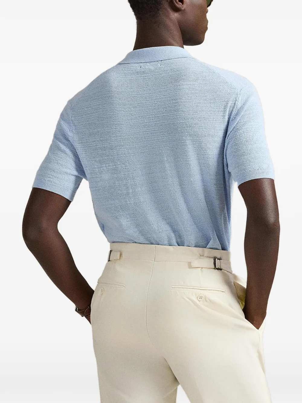 Polo Ralph Lauren Slub-gebreid poloshirt Blauw