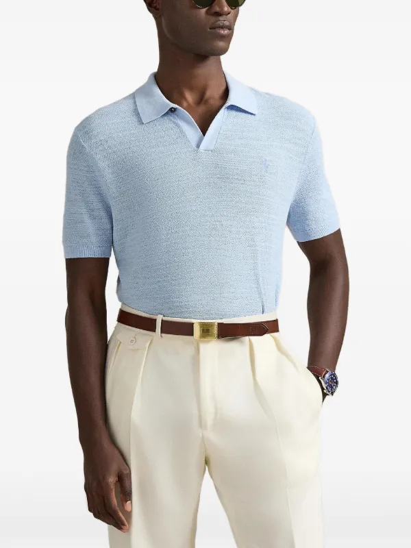 Polo Ralph Lauren slub-knit Polo Shirt | Blue | FARFETCH ZA