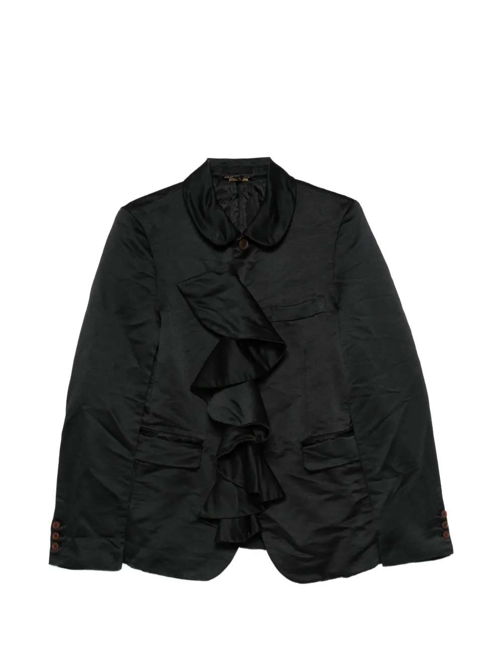 Black Comme Des Garçons ruffle-trimmed Peter Pan-collar jacket - Nero