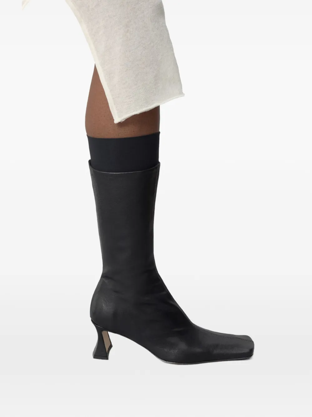 Miista Araxi square-toe leather ankle boots Zwart