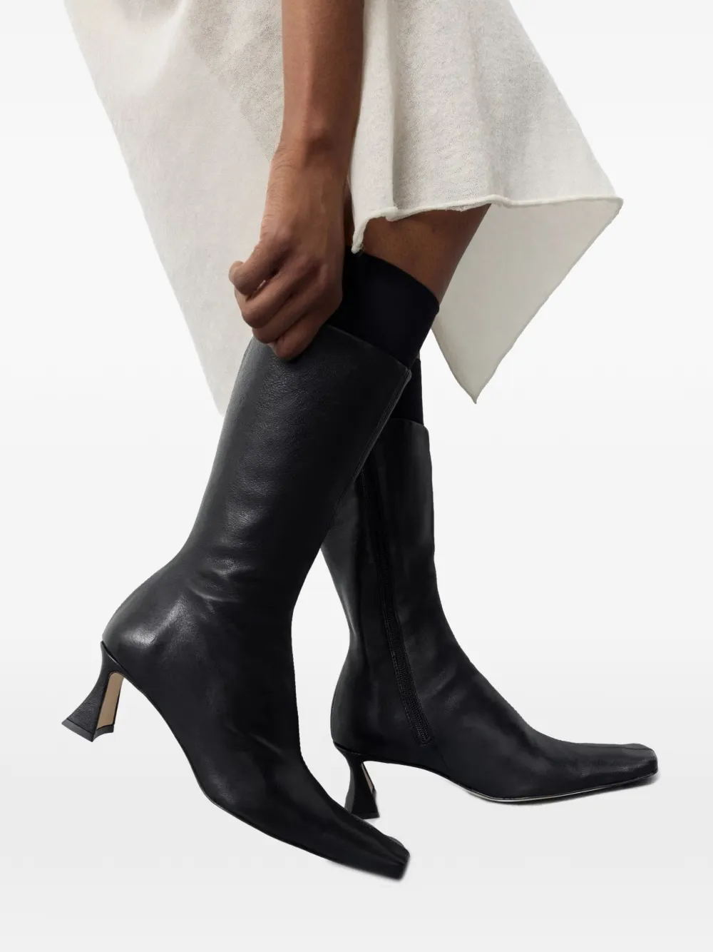 Miista Araxi square-toe leather ankle boots Zwart