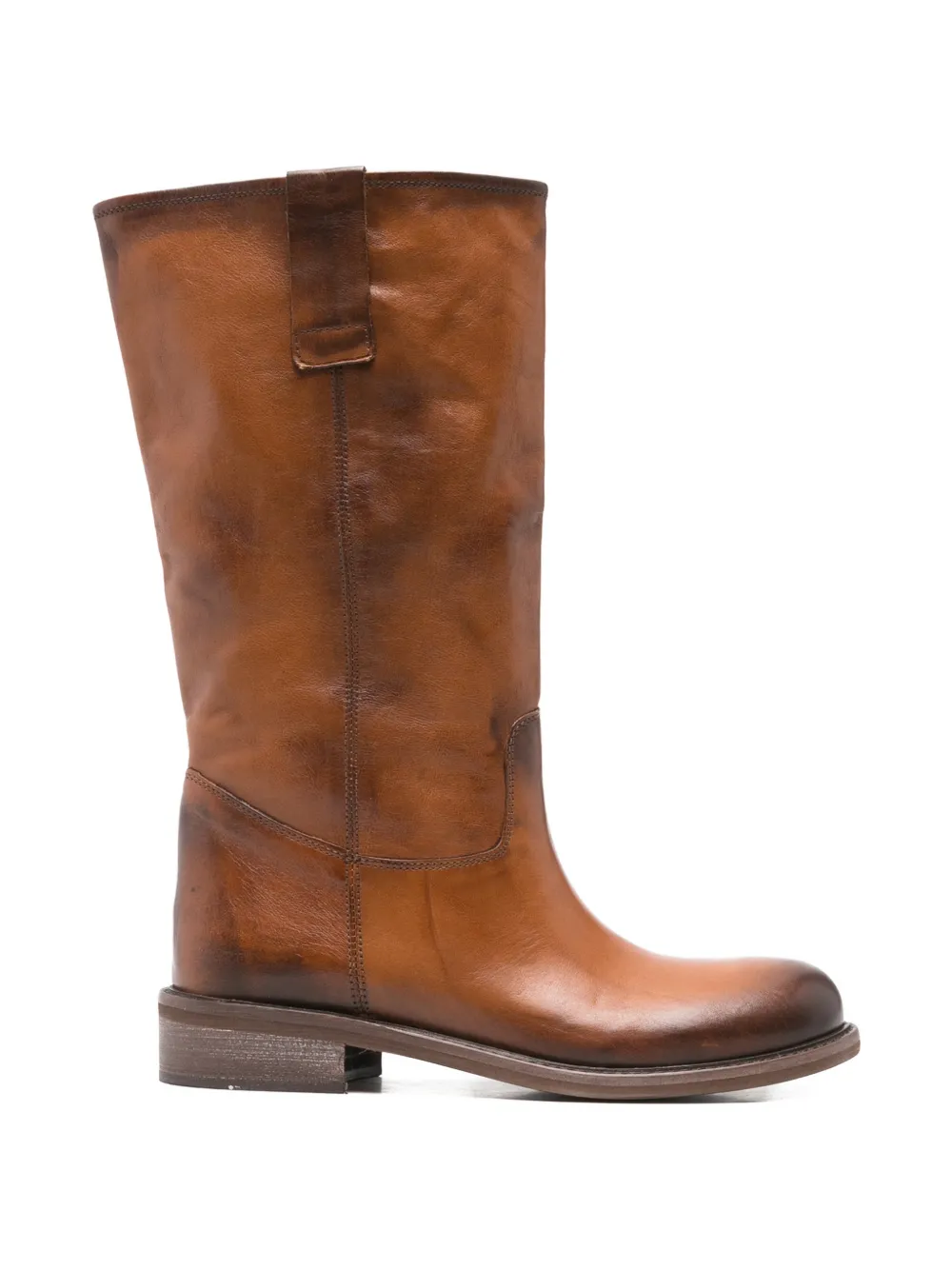 Gisel Moire Stev burnished leather knee-high boots - Marrone