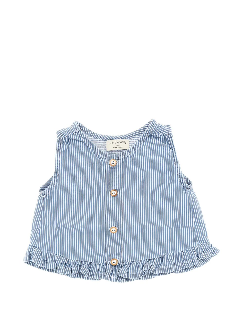 1+ In The Family stripe-pattern ruffled top - Blau