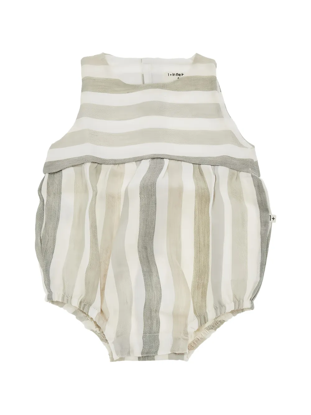 1+ In The Family striped linen romper - Bianco