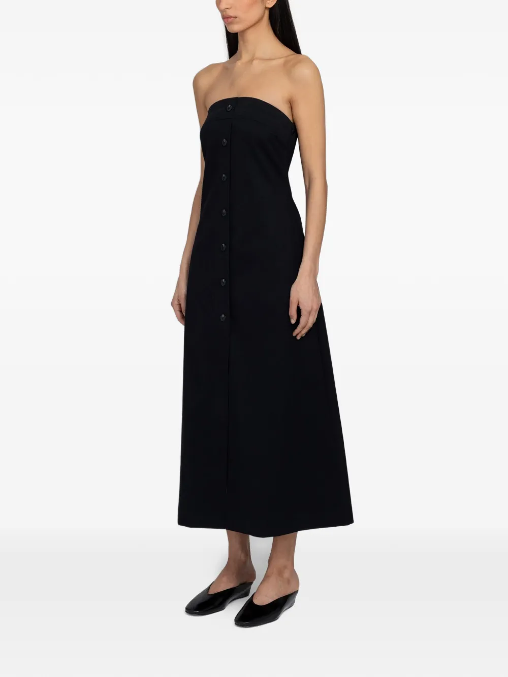 SAMSOE Sahya strapless jurk met knopen Zwart