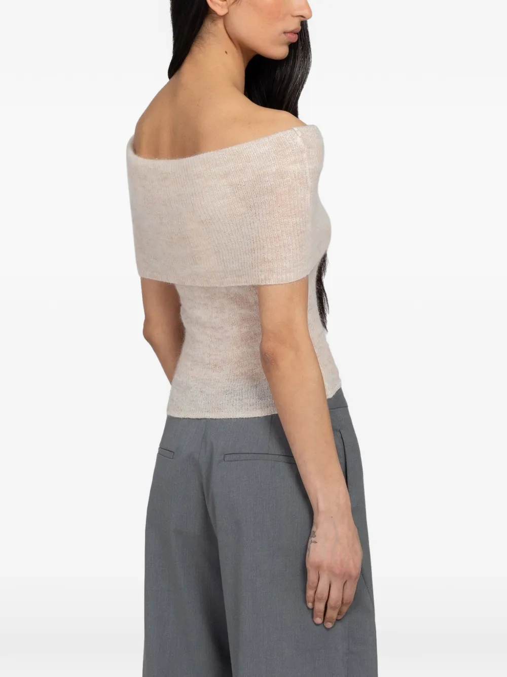 SAMSOE Sahera off-shoulder top met omslag Beige
