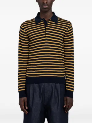 Junya Watanabe MAN ストライプ ニットポロシャツ | ブルー | FARFETCH JP