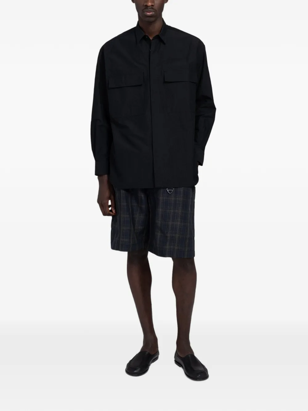 Comme des Garçons Homme Geruite shorts Blauw