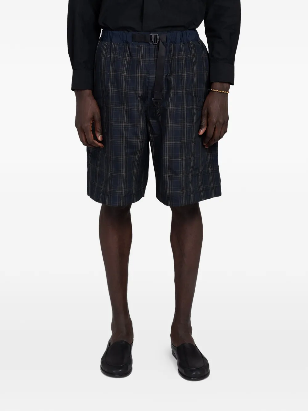 Comme des Garçons Homme check-pattern belted shorts - Blau