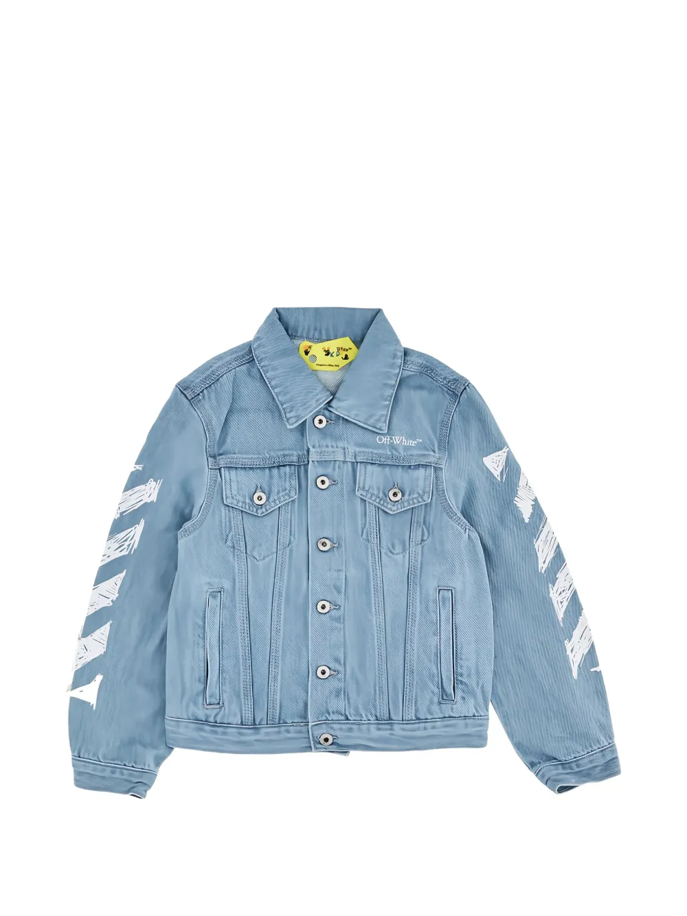 Off-White Kids diagonals-print denim jacket - Blu
