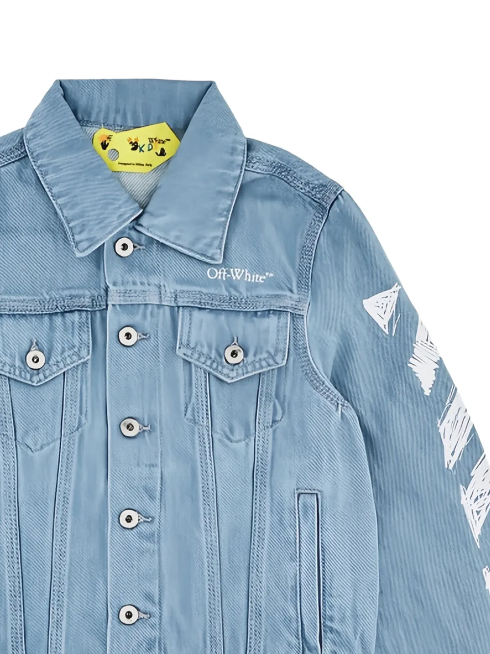 Off-White Kids Spijkerjack met diagonale print Blauw