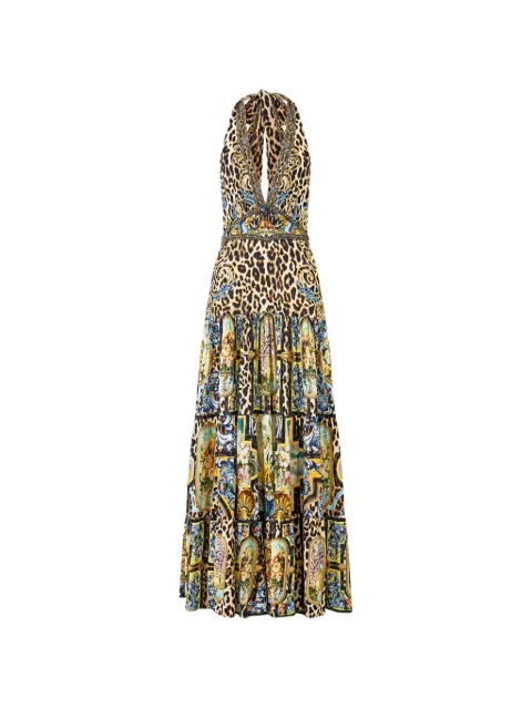Camilla vestido largo a capas con cuello halter