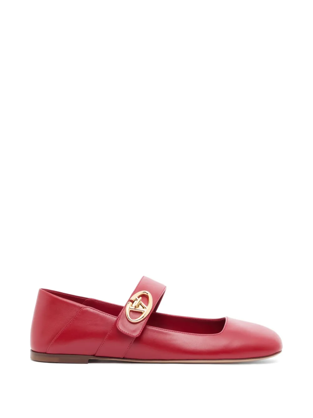 Valentino Garavani Mary-Jane VLogo Locker calfskin ballerinas - Rosso