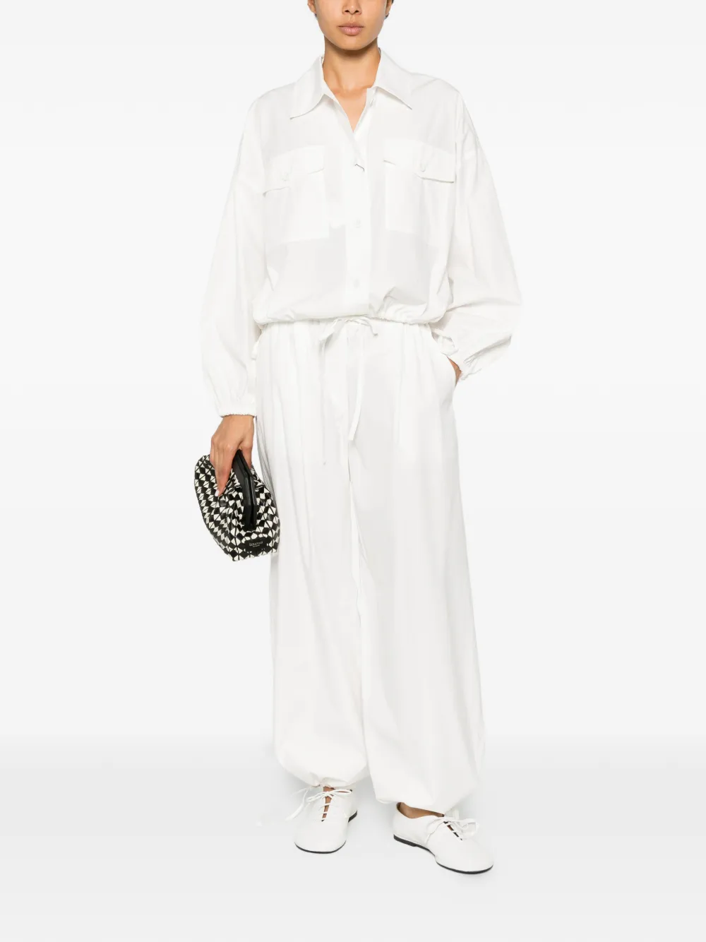 Weekend Max Mara Broek met wijde pijpen en trekkoord Wit