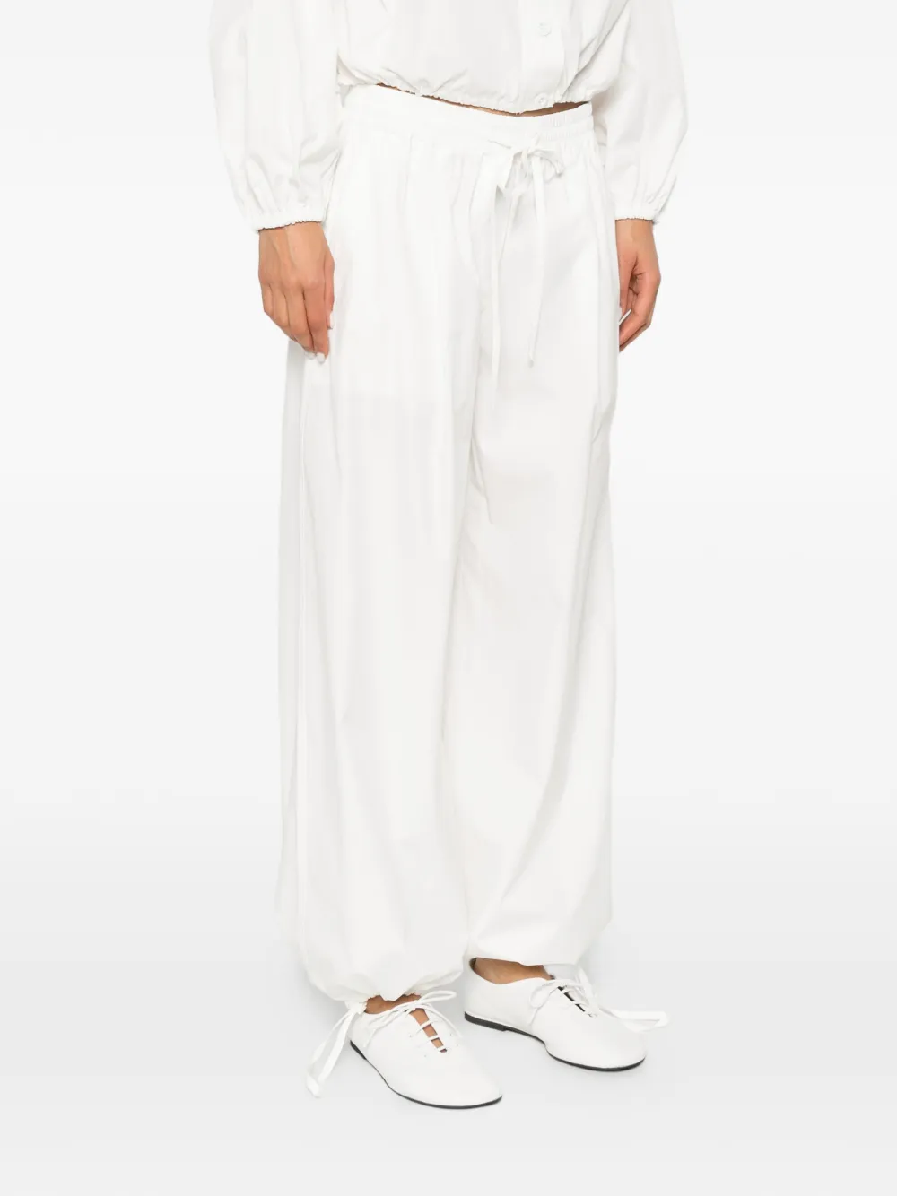 Weekend Max Mara Broek met wijde pijpen en trekkoord Wit