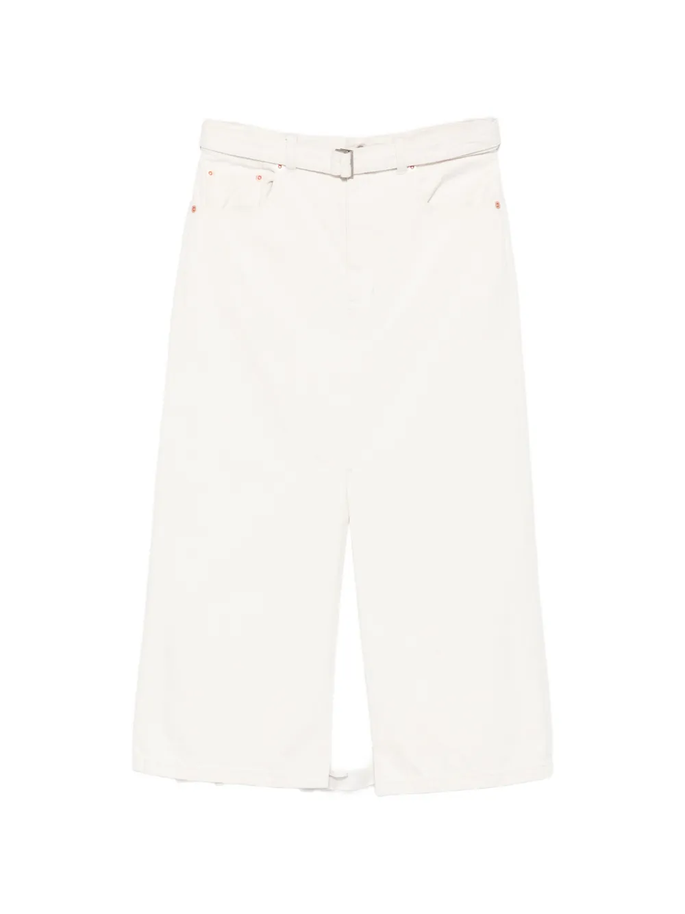 sacai belted front-slit midi skirt - Weiß