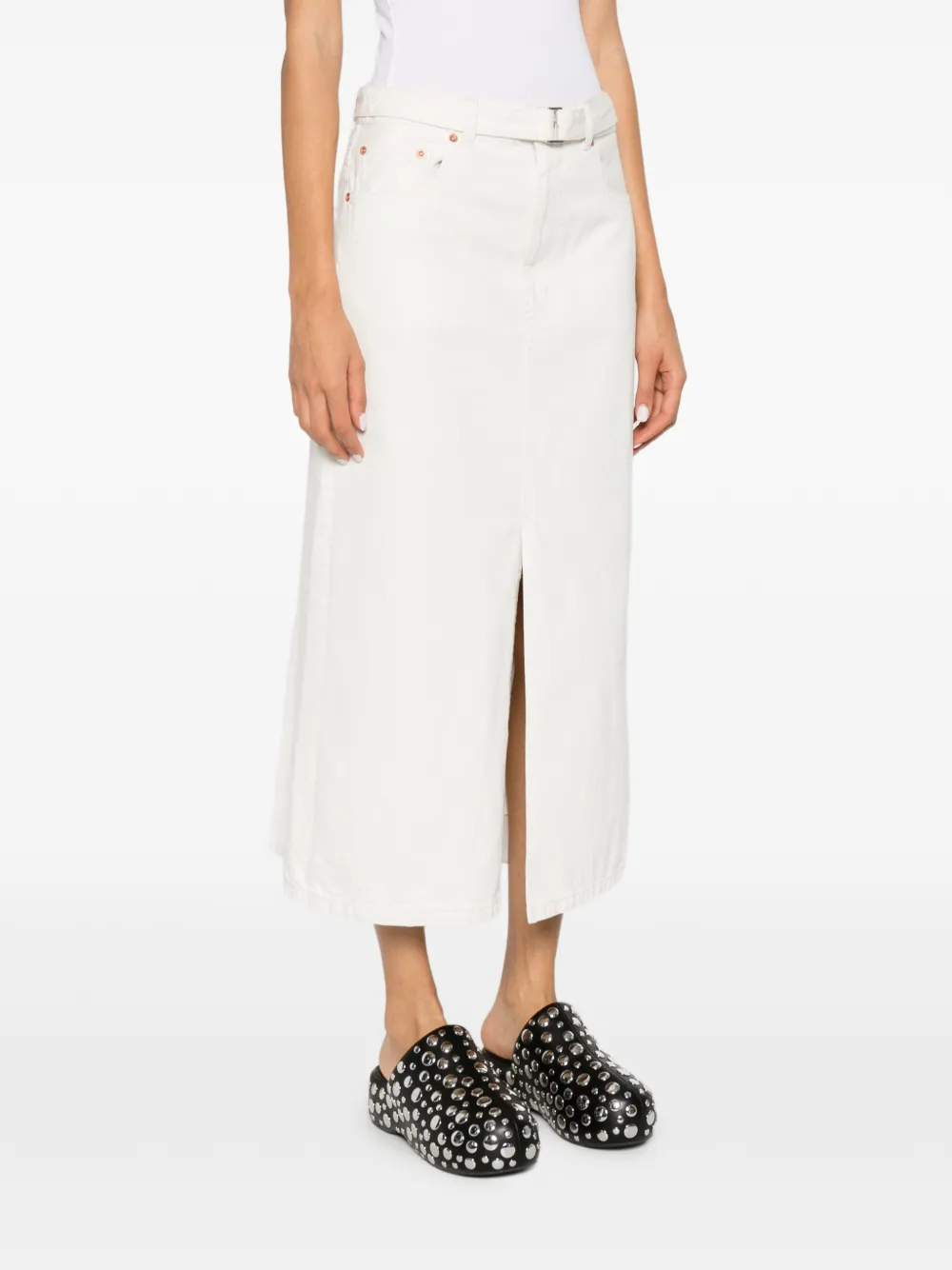 sacai Midi-rok met ceintuur Wit