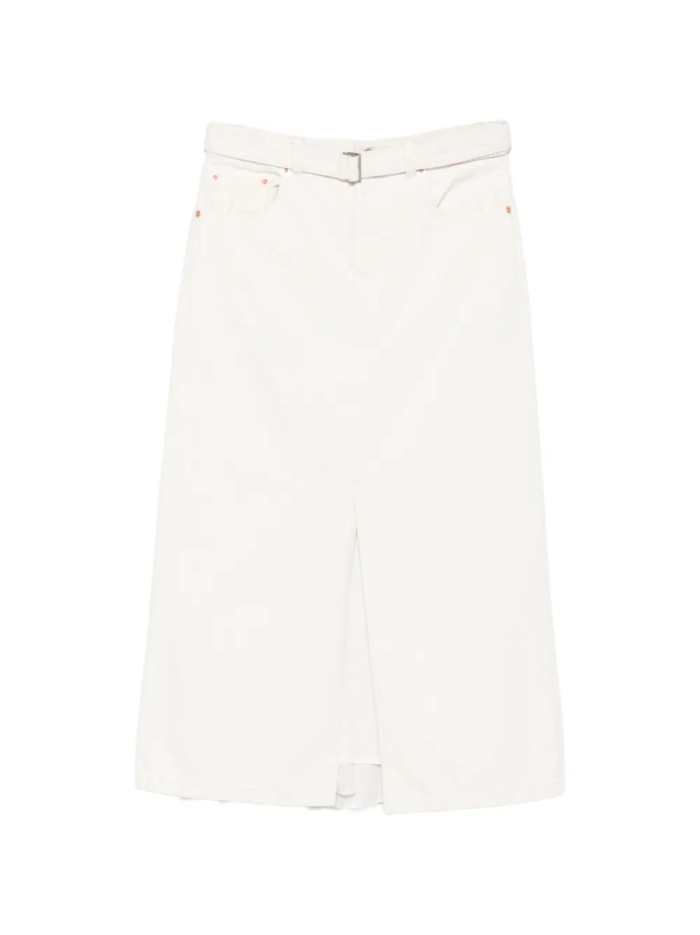 sacai belted front-slit midi skirt - Bianco