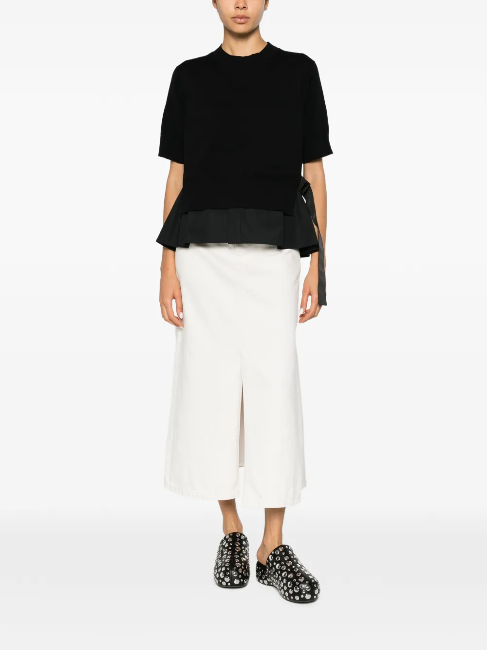 sacai Midi-rok met ceintuur Wit