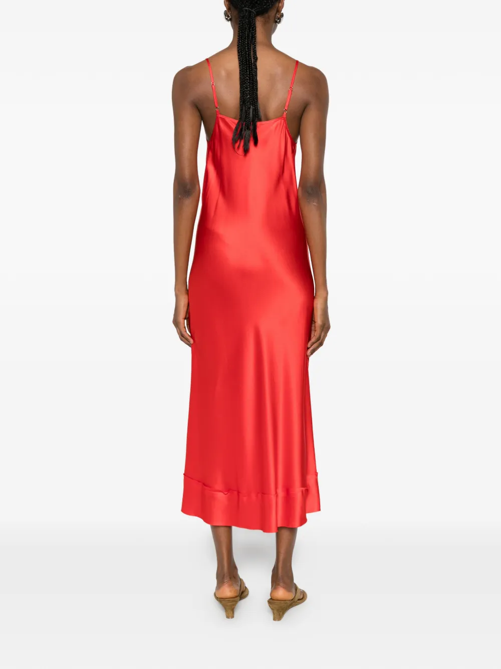 Lee Mathews Midi-jurk met satijnen afwerking Rood