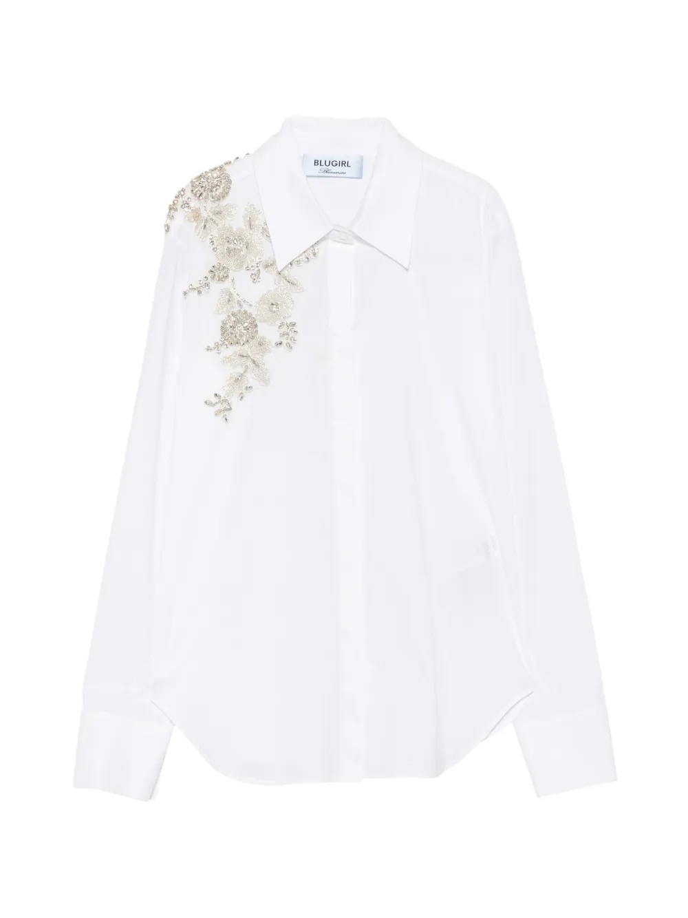 Blugirl floral-bead embellished shirt - Bianco