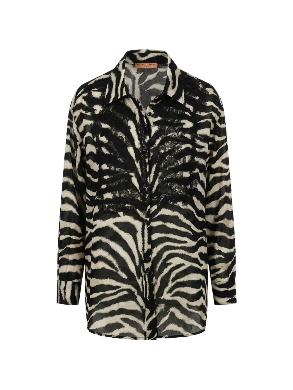 Ermanno Scervino zebra-print lace-embroidered shirt - Toni neutri