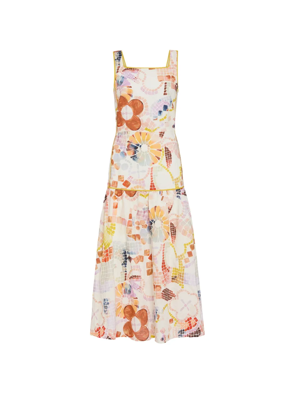 Marie Oliver Jada mosaic-print tiered dress - Toni neutri