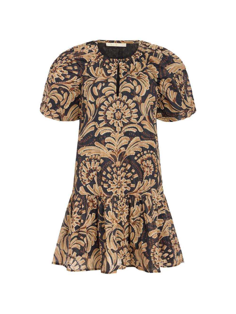 Marie Oliver Greta baroque-print tiered dress - Nero