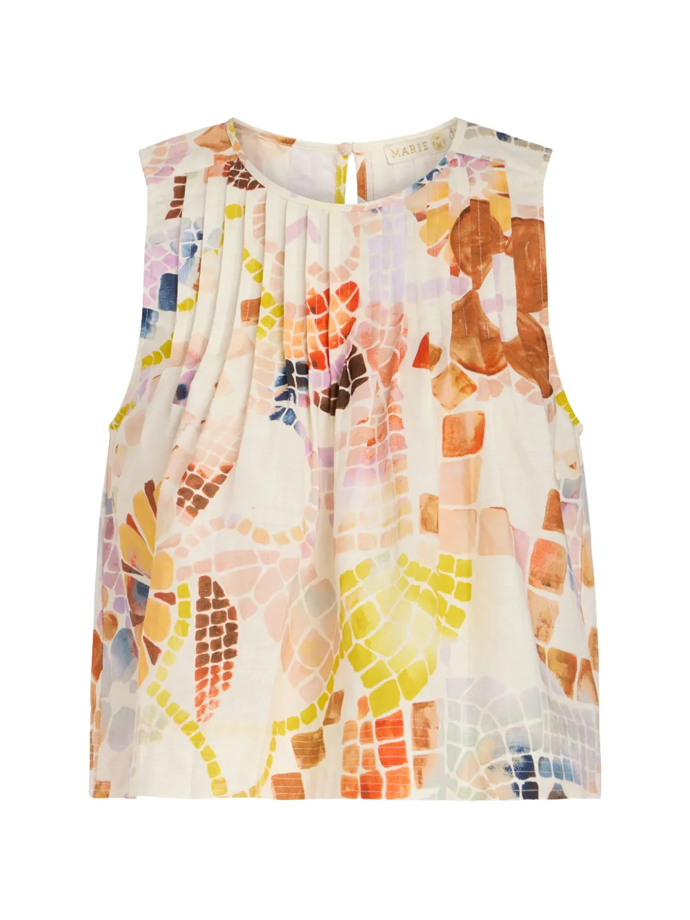 Marie Oliver Letta mosaic-print pleated top - Toni neutri