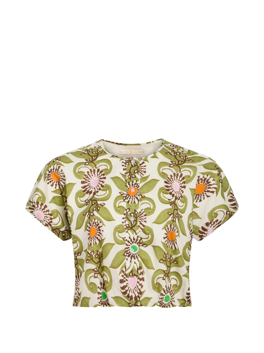 Marie Oliver Jaylen floral-print cropped top - Toni neutri