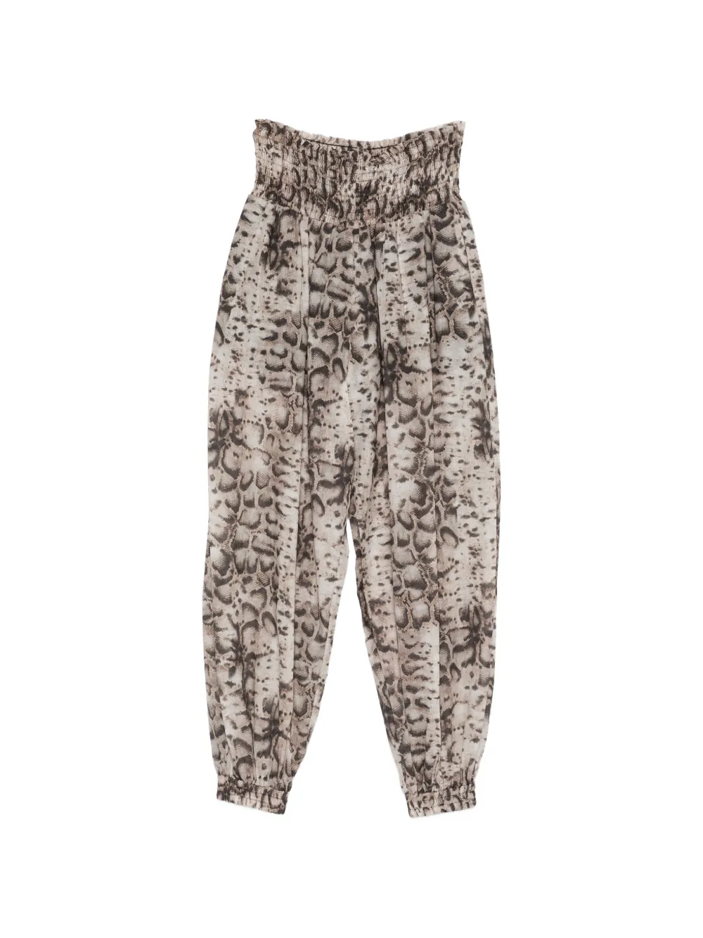 PINKO Bore snakeskin-print smocked trousers - Toni neutri