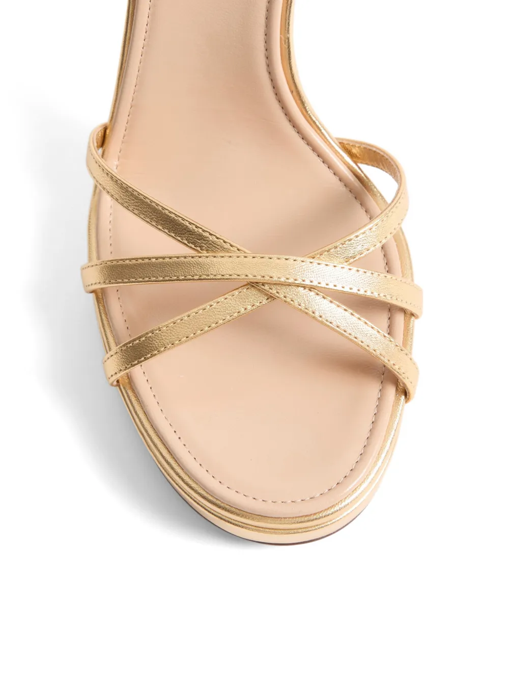 Valentino Garavani Eveninglam gelamineerde nappa leren sandalen met plateauzool 120 mm Goud