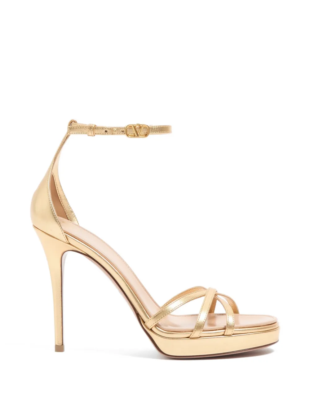 Valentino Garavani Eveninglam gelamineerde nappa leren sandalen met plateauzool 120 mm Goud