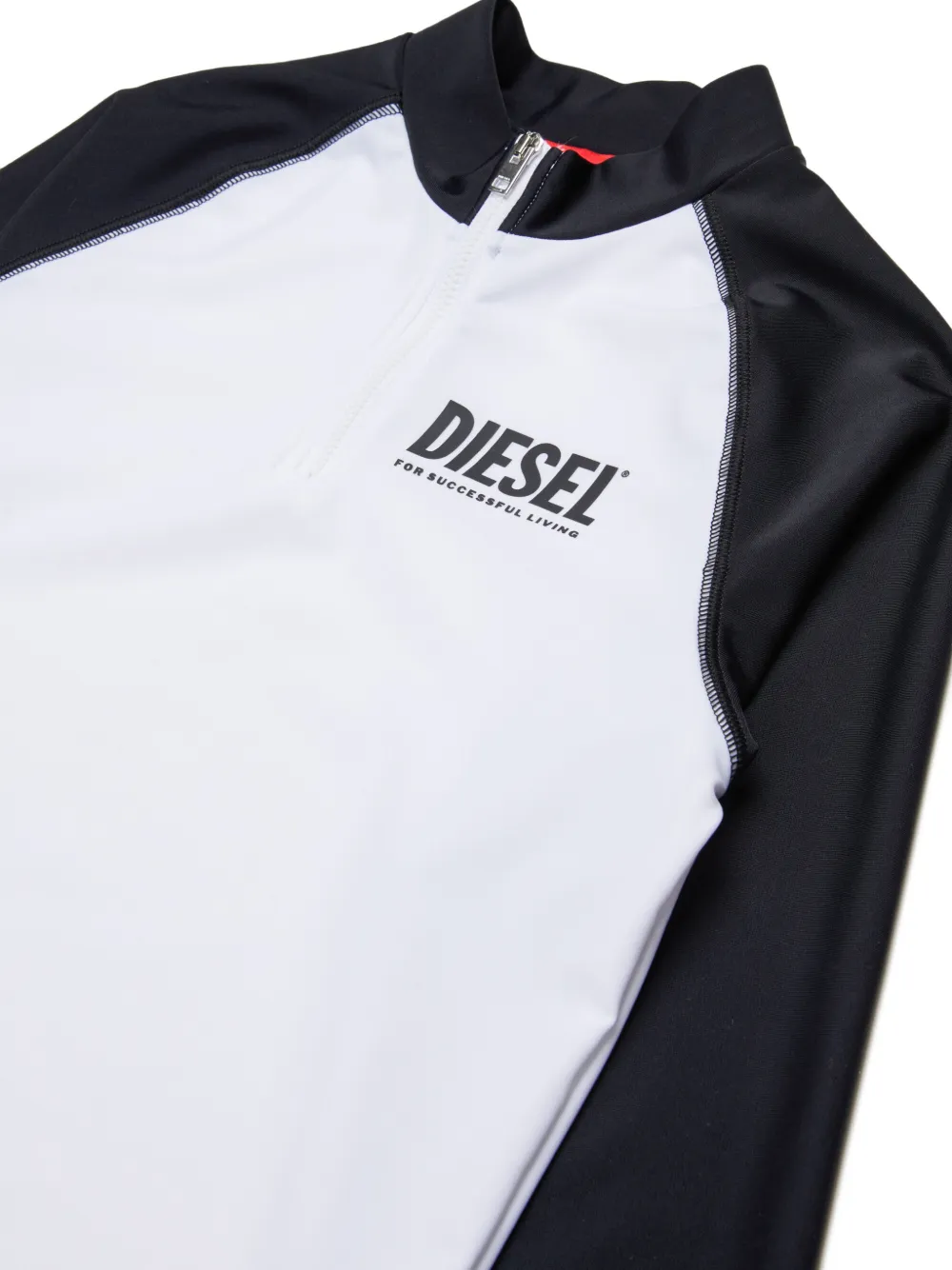 Diesel Kids Martus zwembroek met raglan mouwen en halve rits Wit