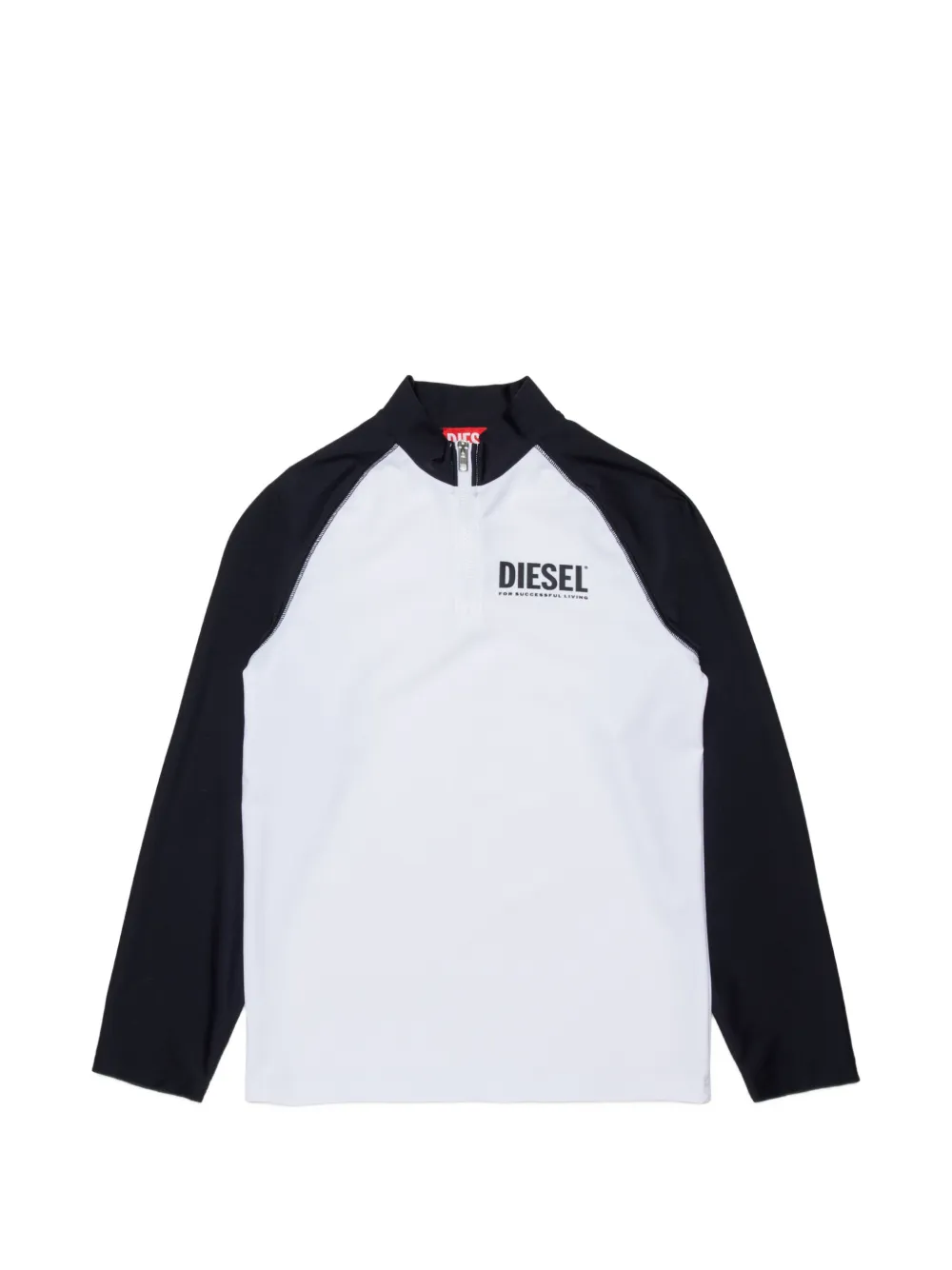 Diesel Kids Mtrus raglan-sleeve half-zip swim shirt - Bianco