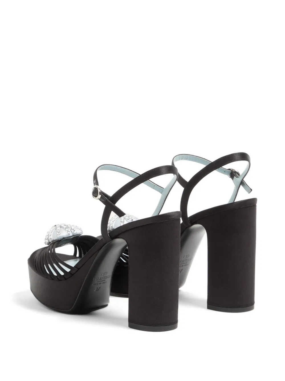 Valentino Garavani 115 mm Coeur Royal satijnen sandalen met plateauzool Zwart