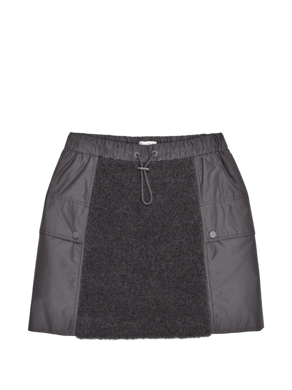 Brunello Cucinelli panelled drawstring mini skirt - Grigio