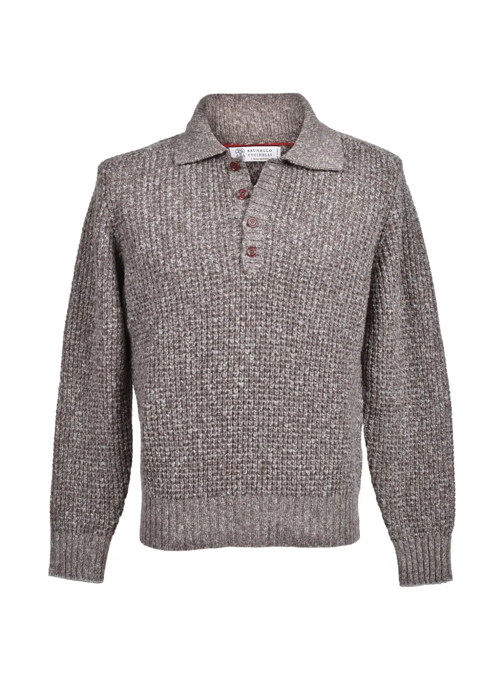 Brunello Cucinelli waffle-knit polo-style sweater - Marrone